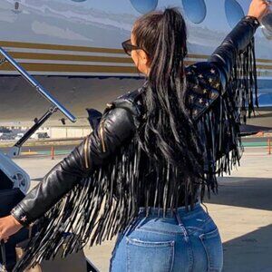 Vegan Leather Fringe Jacket